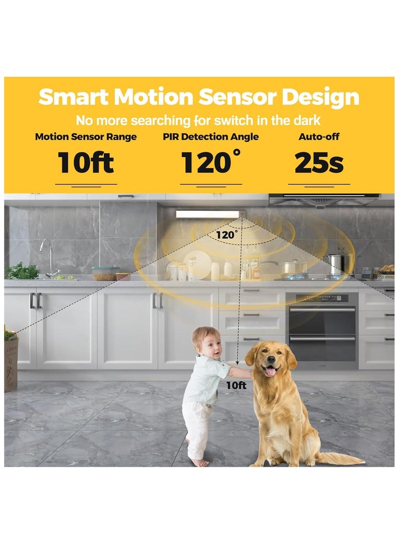 UREVO 40cm Under Cabinet Lights Wireless Rechargeable Battery Operated Motion Sensor Light with 3 Color Temps Magnetic Dimmable Closet Lights for Kitchen Bedroom Wardrobe Stairs Cabinet - Silver - Image 3