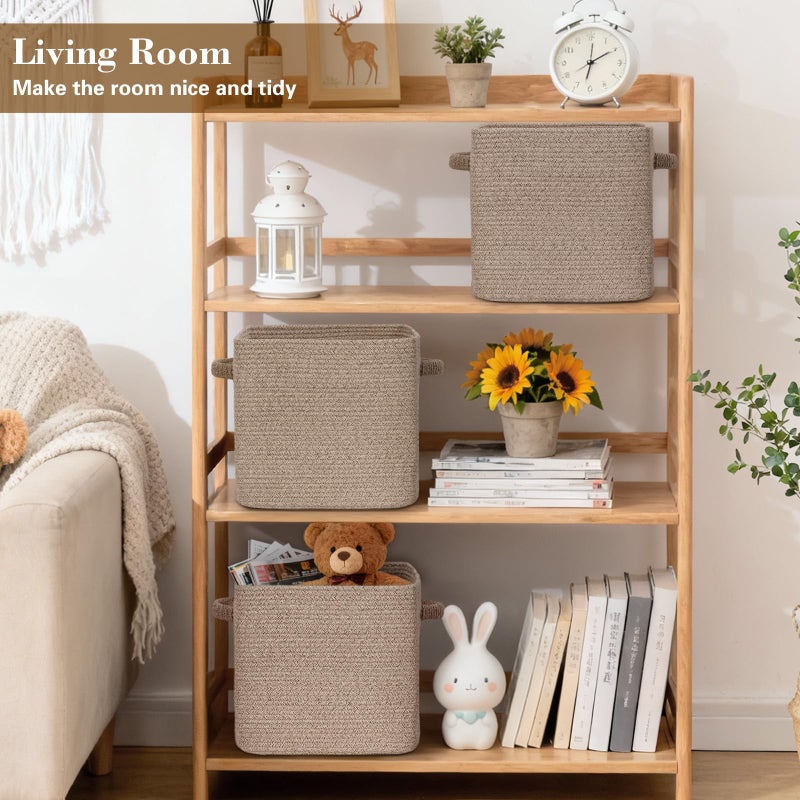 Degeyoyo 15Ã—13 Inch Storage Cubes, 3 Pack Cube Storage Bins for Organizing, Cotton Rope Woven Baskets for Shelves, Bathroom, Kids Room, Closets, Baby Nursery - Image 2