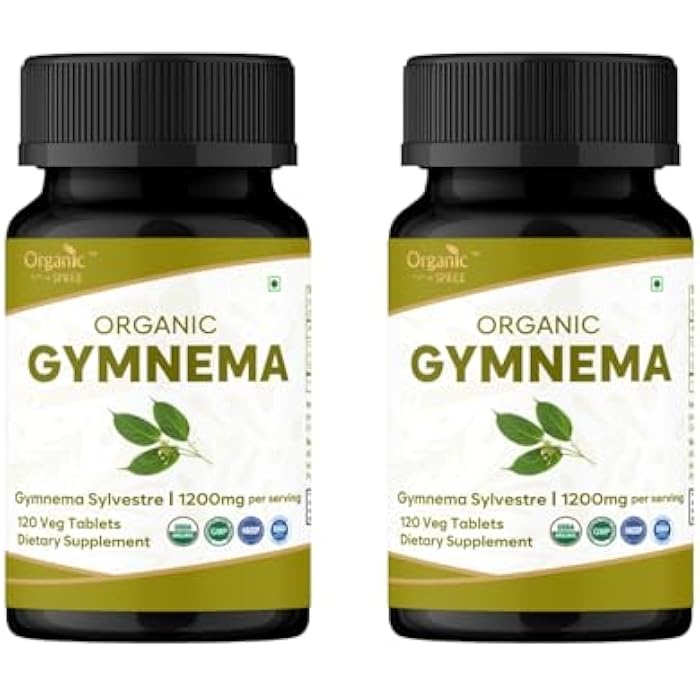 ORGANIC SPREE Gymnema 120 Tablets | Gymnema Sylvestre (Gymnema) | USDA Organic Certified | Dietary Supplement 120tab - Pack of 2 - Image 1