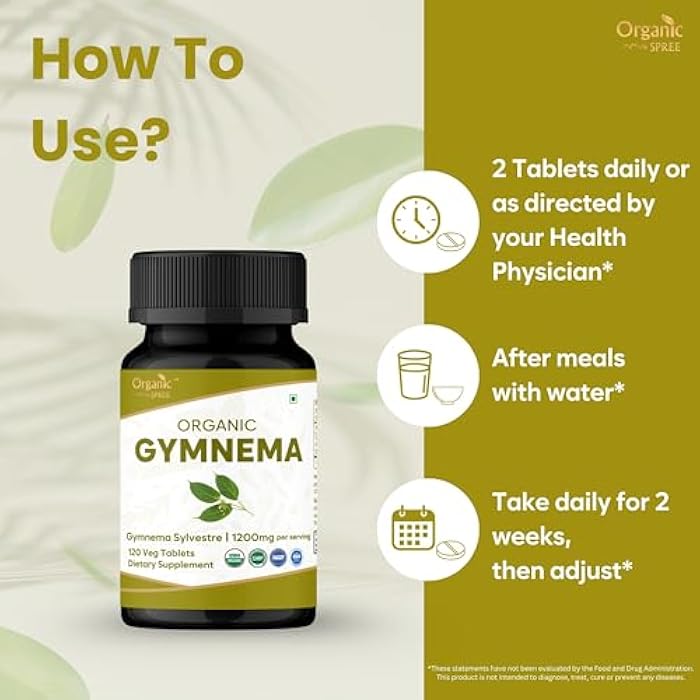 ORGANIC SPREE Gymnema 120 Tablets | Gymnema Sylvestre (Gymnema) | USDA Organic Certified | Dietary Supplement 120tab - Pack of 2 - Image 3