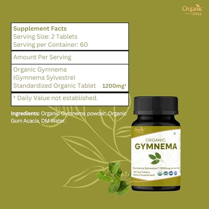 ORGANIC SPREE Gymnema 120 Tablets | Gymnema Sylvestre (Gymnema) | USDA Organic Certified | Dietary Supplement 120tab - Pack of 2 - Image 4