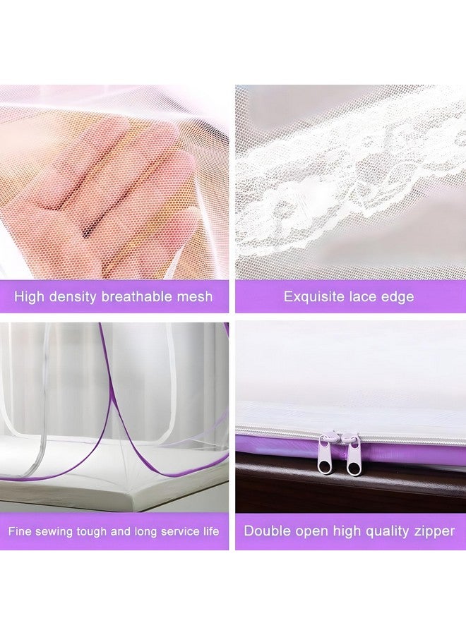 Kuber Industries Mosquito Net | Nylon Double Bed Mosquito Net | Foldable Machardani | Mosquito Net for Bedroom | Outdoor Trip Mosquito Net | 6.5x6.5 Feet | Pink - Image 5