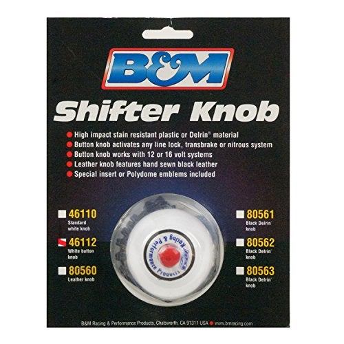 B M B&M 46112 White Replacement Shifter Knob with Button and SAE Threads - Image 3