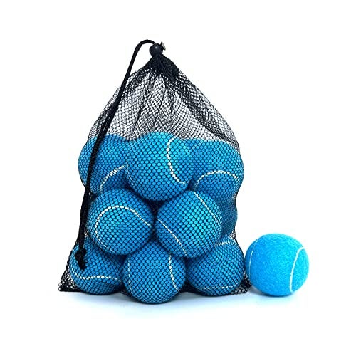 HPWFHPLF Tennis Balls 12 Pack Advanced Training Practice Tennis Balls for Beginners Pet Dogs Playing Balls Includes Mesh Carry Bag Blue - Image 1