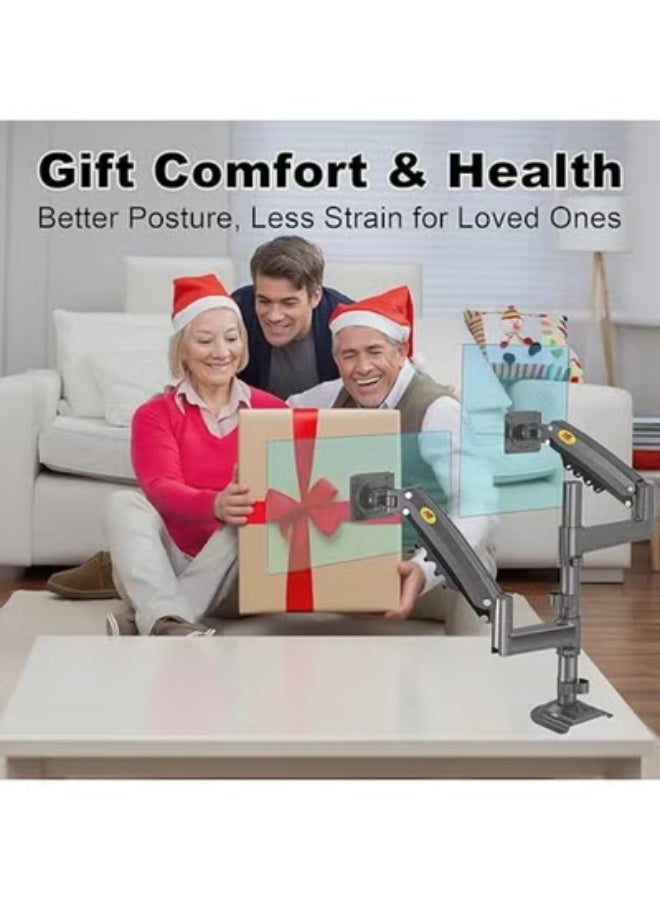 حامل شاشة مزدوج للمكتب – ذراع دوار متحرك بالكامل مع نابض غازي لشاشات 17 إلى 27 بوصة (2 إلى 9 كجم) - Image 2