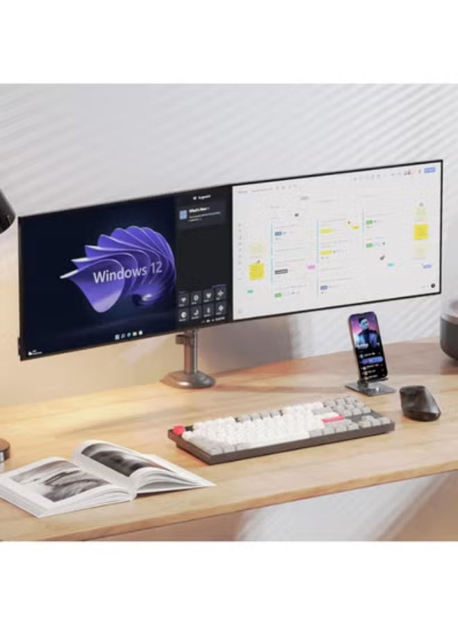 حامل شاشة مزدوج للمكتب – ذراع دوار متحرك بالكامل مع نابض غازي لشاشات 17 إلى 27 بوصة (2 إلى 9 كجم) - Image 5