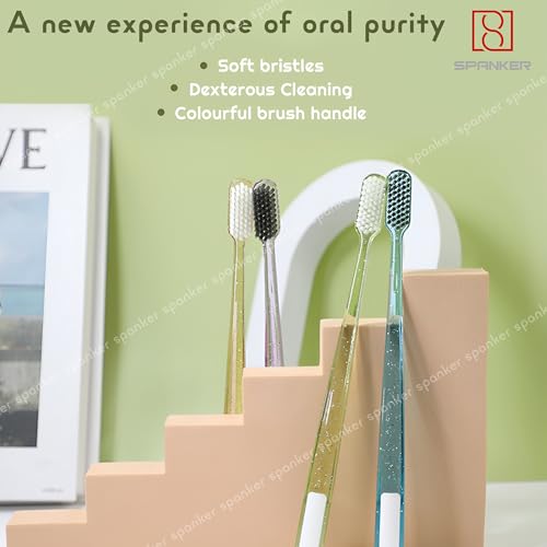Spanker Pack of 4 Rounded Head 0.15mm Soft Bristle Toothbrush for Dextereous Cleaning Receding Gums for Good Cleaning Effect - Image 4
