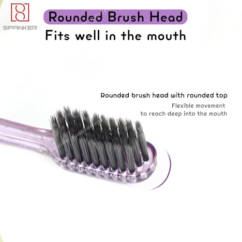 Spanker Pack of 4 Rounded Head 0.15mm Soft Bristle Toothbrush for Dextereous Cleaning Receding Gums for Good Cleaning Effect - Image 2