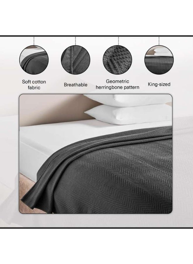 Pan Home Aria Herringbone Bedspread Grey 220x240cm - Image 4
