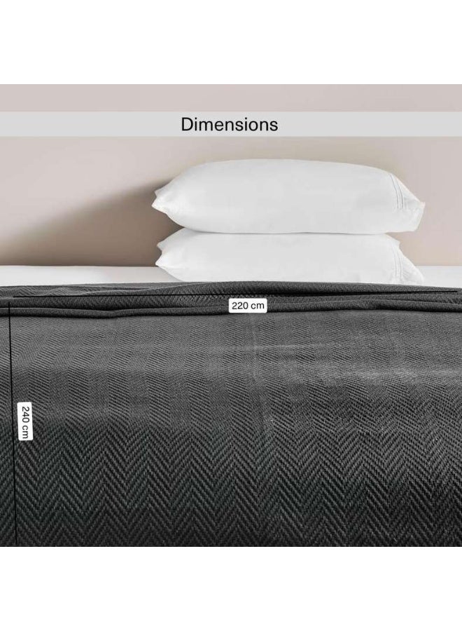 Pan Home Aria Herringbone Bedspread Grey 220x240cm - Image 5