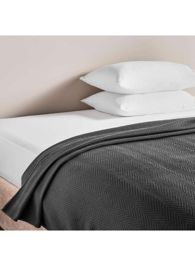 Pan Home Aria Herringbone Bedspread Grey 220x240cm - Image 1