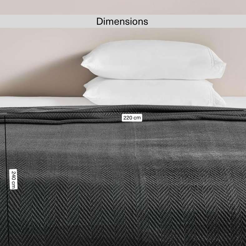 Pan Home أريا بطانية السرير بنمط عظم السمك باللون الرمادي 220x240سم - Image 5