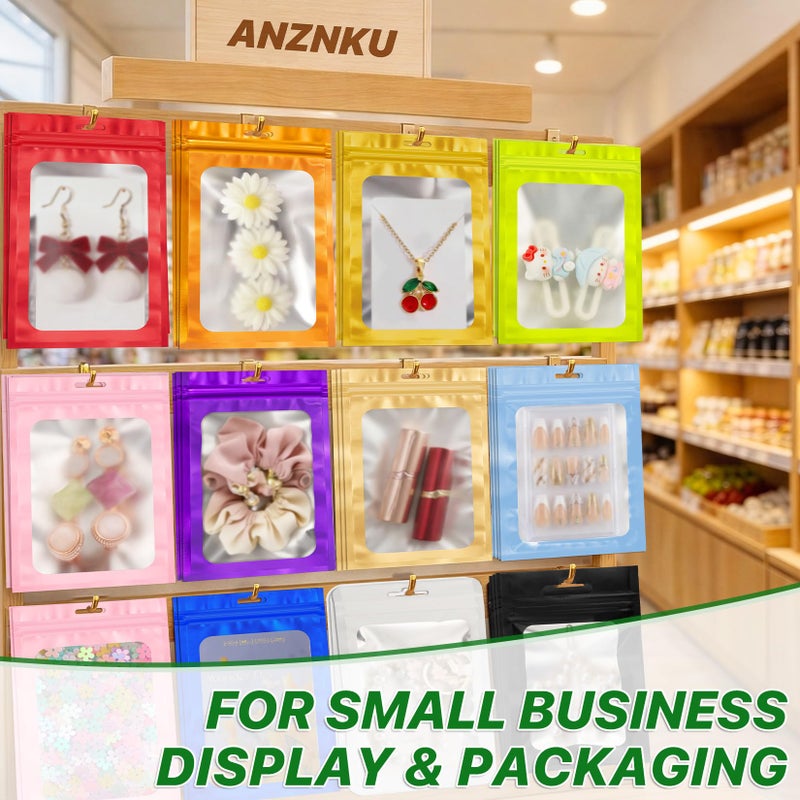 ANZNKU 100 PCS Resealable Mylar Bags with Frosted Clear Window Packaging Bags Foil Pouch Zipper Bag for Food Self Sealing Storage Supplies (2.75x3.93, White) - Image 4