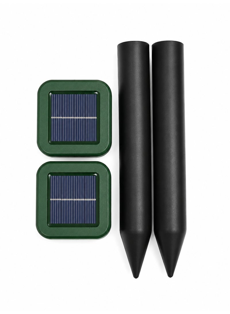 2-Pack Solar Animal Repeller with Ultrasonic Sound, Motion Sensor and LED Light, Weather-Resistant, for Gardens, Yards and Farms - Image 1