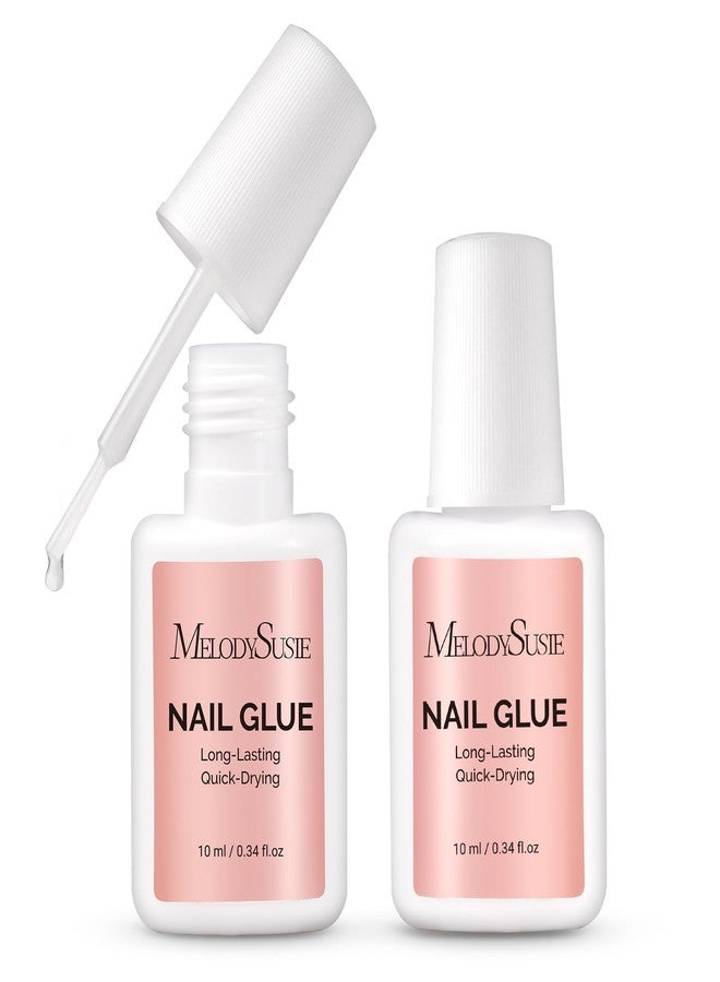 Melodysusie Brush-On Nail Glue for Acrylic Nails Press on Nails Quick-Drying Super Strong Long Lasting Adhesive for Nail Tips Fake Nails No UV Lamp Needed with Easy Application 10ml*2 - Image 1
