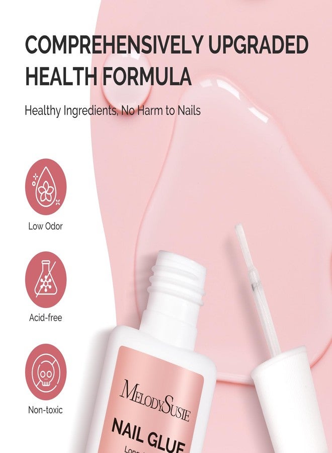 Melodysusie Brush-On Nail Glue for Acrylic Nails Press on Nails Quick-Drying Super Strong Long Lasting Adhesive for Nail Tips Fake Nails No UV Lamp Needed with Easy Application 10ml*2 - Image 2