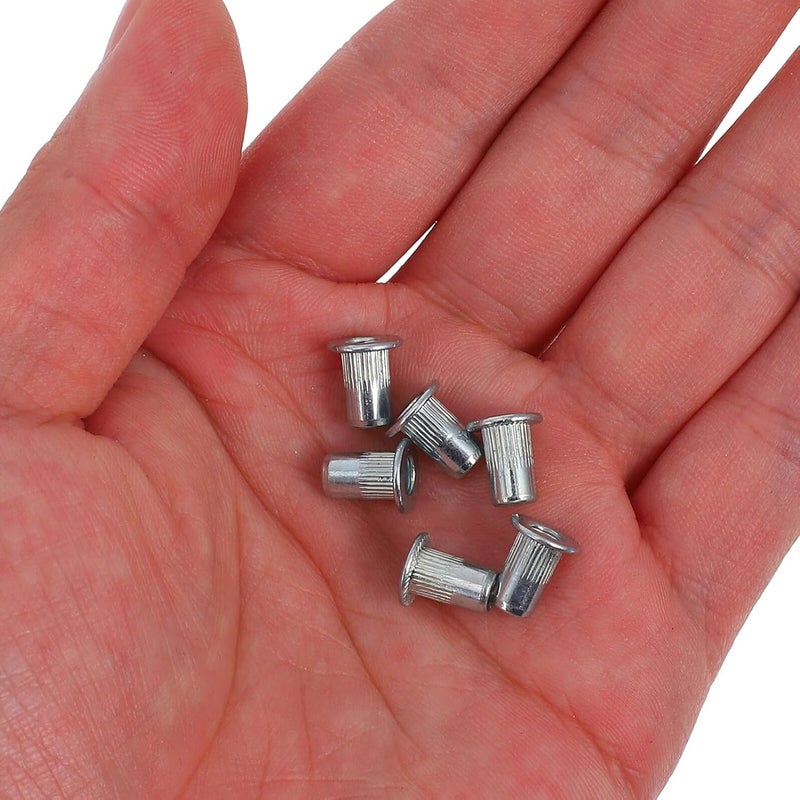 Mikinona 100pcs M3 Zinc Alloy Flat Head Rivet Nuts Kit Knurled Body Threaded Metal Insert Fasteners for Industrial Hardware Assembly - Image 3