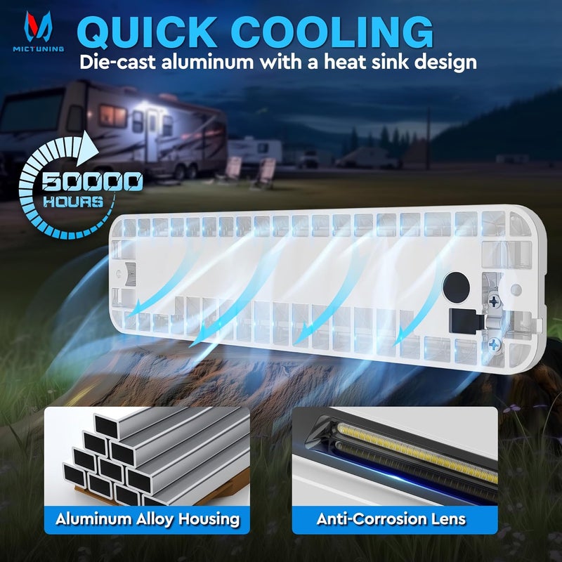 MICTUNING 8 Inch RV Exterior Porch Light, LED Utility Awning White 6000K, Outdoor IP68 Waterproof Aluminum for Garden Camper Trailer Truck SUV MPV Cabinet Hallway Boat Home - Image 4