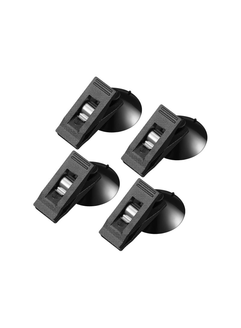 KASTWAVE Car Suction Cup Clip, Car Sun Shade Window Reusable Strong Metal Ticket Paper Towel Clamp, Multiple Purpose Card Clam Vehicle Decoration Pendants, 4 Pcs - Black - Image 1