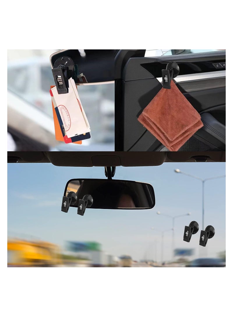 KASTWAVE Car Suction Cup Clip, Car Sun Shade Window Reusable Strong Metal Ticket Paper Towel Clamp, Multiple Purpose Card Clam Vehicle Decoration Pendants, 4 Pcs - Black - Image 4