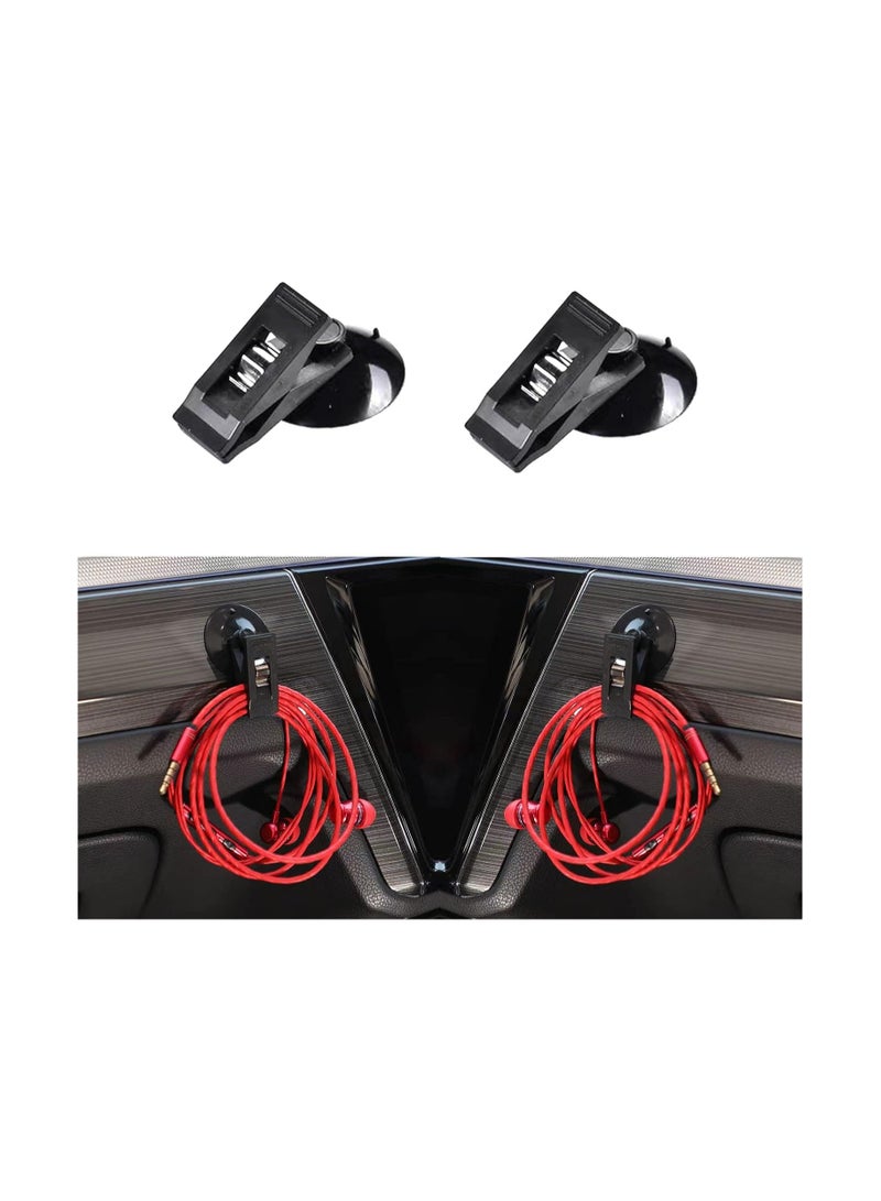 KASTWAVE Car Suction Cup Clip, Car Sun Shade Window Reusable Strong Metal Ticket Paper Towel Clamp, Multiple Purpose Card Clam Vehicle Decoration Pendants, 4 Pcs - Black - Image 2