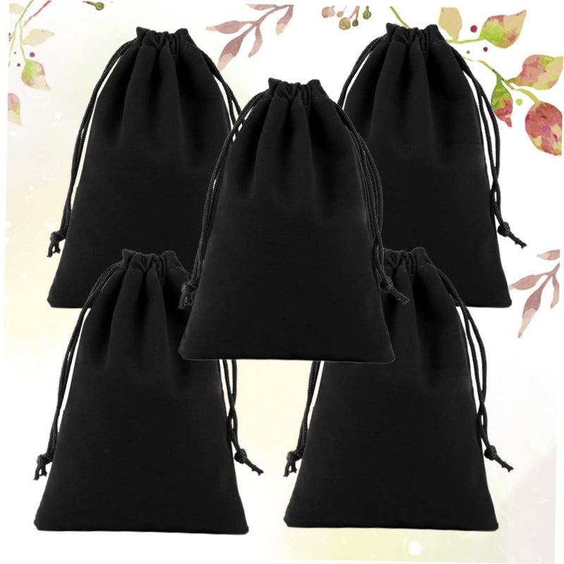 5pcs Black Flannel Drawstring Bags 15x15cm Storage Pouch For Hair Dryer Jewelry - Image 4