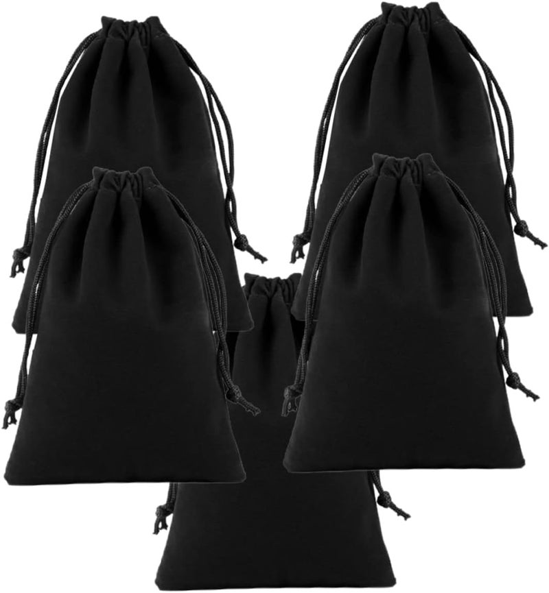 5pcs Black Flannel Drawstring Bags 15x15cm Storage Pouch For Hair Dryer Jewelry - Image 1