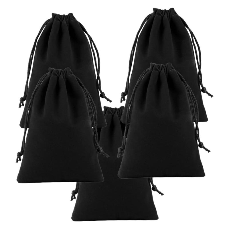 5pcs Black Flannel Drawstring Bags 15x15cm Storage Pouch For Hair Dryer Jewelry - Image 2