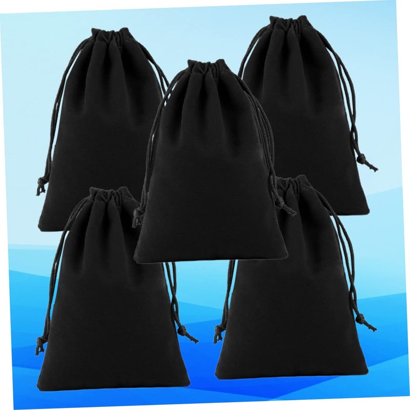 5pcs Black Flannel Drawstring Bags 15x15cm Storage Pouch For Hair Dryer Jewelry - Image 5