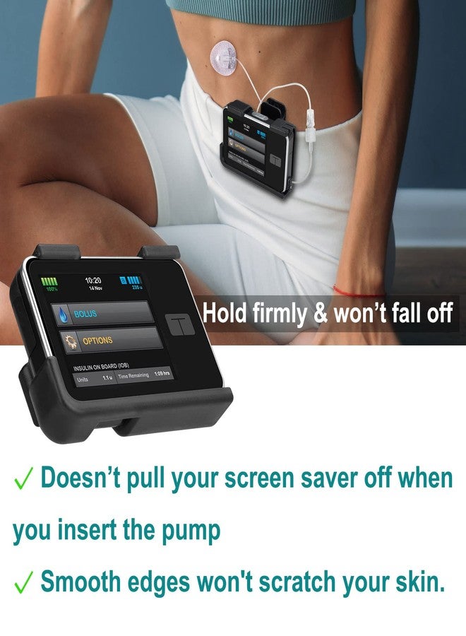 ملحقات حافظة مضخة Generturbo Tandem Tslim x2 مع مشبك، حامل مضخة الأنسولين مع مشبك حزام دوار 360 درجة، حافظة مضخة tslim x2 لجهاز t:Slim/t:Slim G4، واقي شاشة لا يتقشر - (أسود) - Image 5