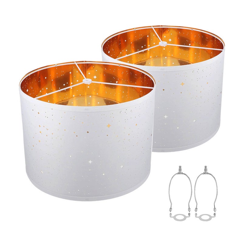 2 Sets of Fabric Lampshade for Table Lamp Floor Lamp American Style Lampshade with Lampshade Harp Stand E26 UNO Hole - Image 1