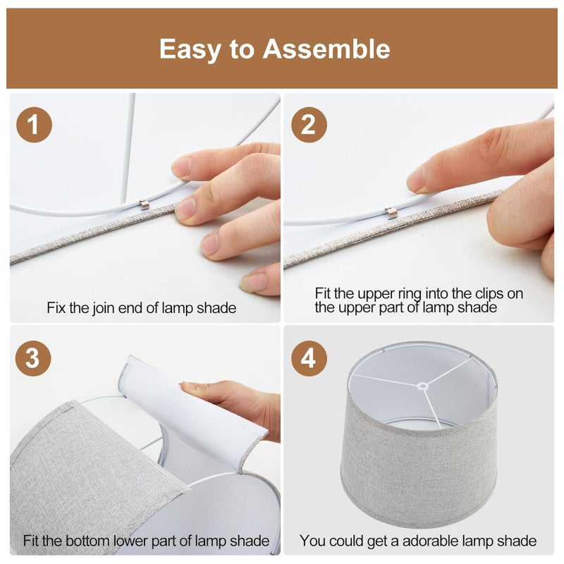 2 Sets of Fabric Lampshade for Table Lamp Floor Lamp American Style Lampshade with Lampshade Harp Stand E26 UNO Hole - Image 5
