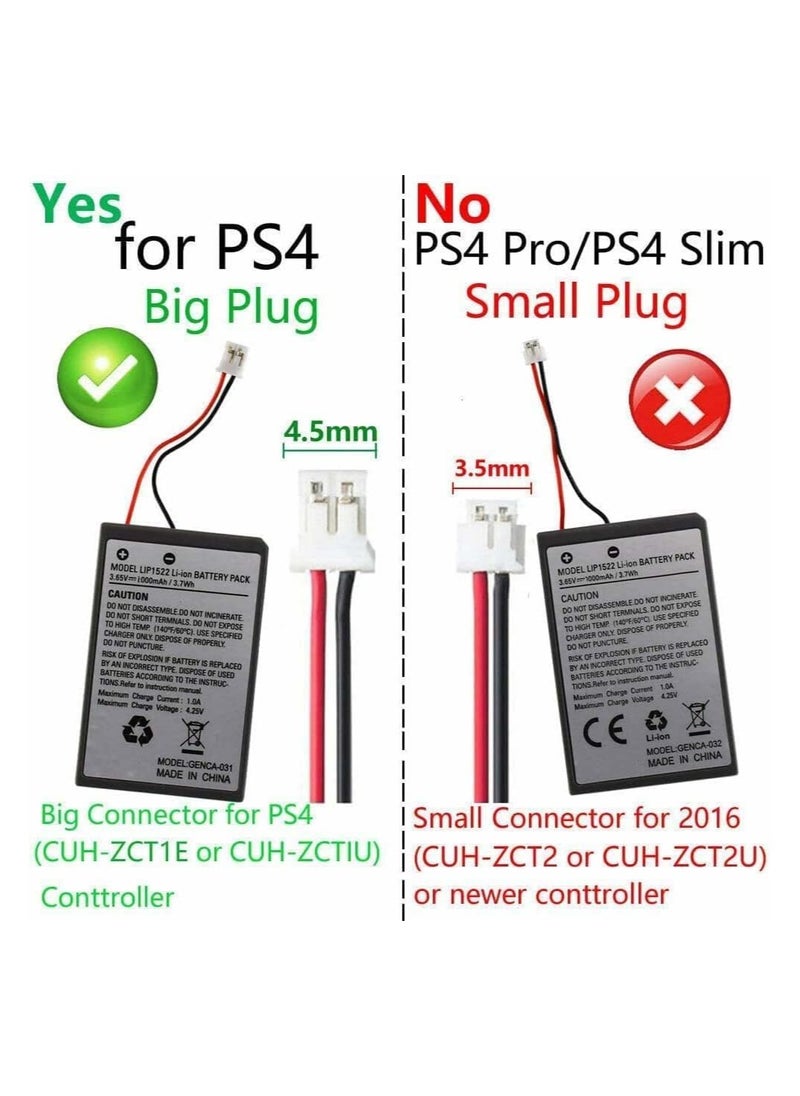 Ukkipower LIP1522 Replacement Battery Compatible with PS4 DualShock 4 Controller (3.65V, 1000mAh/3.7Wh)