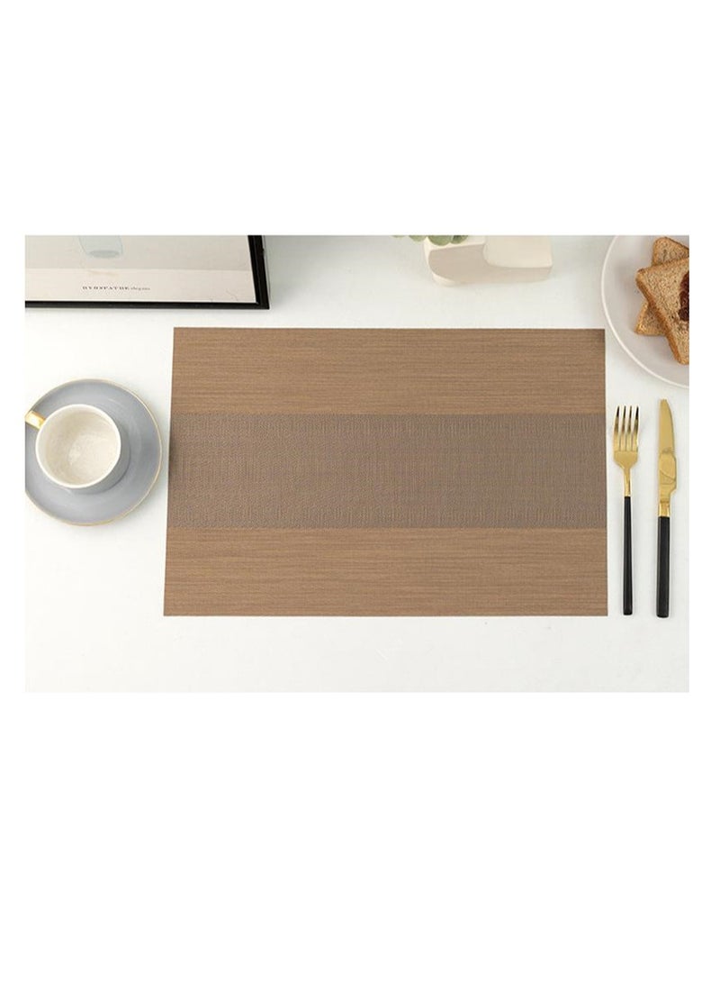 Golden Eliver Placemats for Dining Table: Set of 4 Washable Kitchen Table Mats Waterproof Vinyl Woven Place Mats, Heat Resistant Non-Slip PVC Table Placemats for Home Kitchen Restaurant Party Decoration  - Image 1