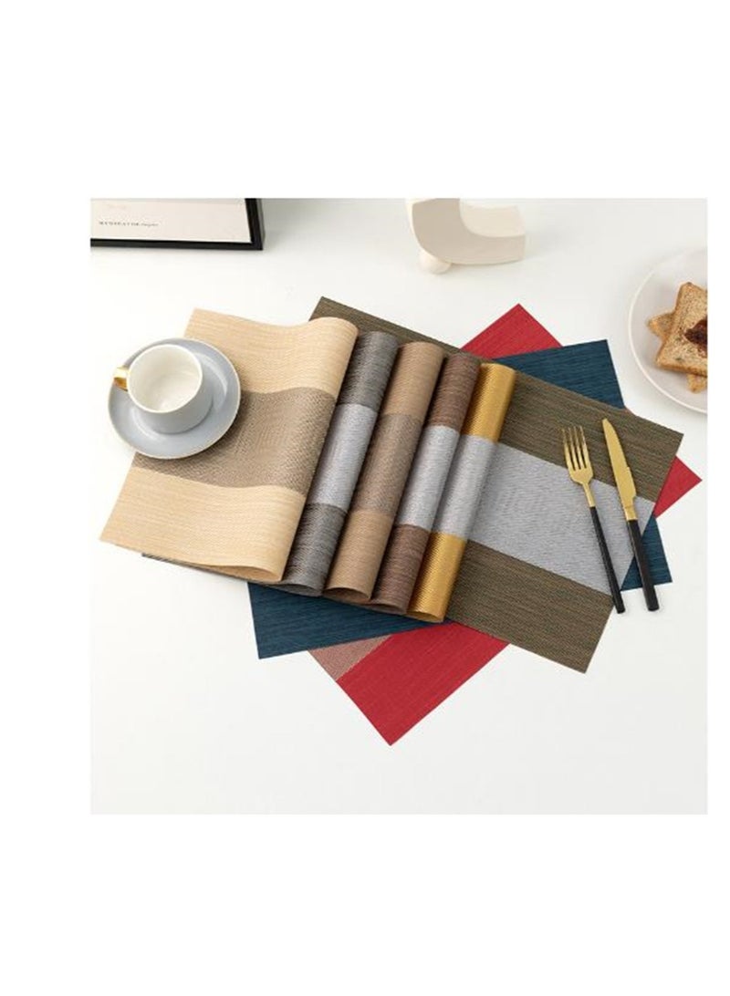 Golden Eliver Placemats for Dining Table: Set of 4 Washable Kitchen Table Mats Waterproof Vinyl Woven Place Mats, Heat Resistant Non-Slip PVC Table Placemats for Home Kitchen Restaurant Party Decoration  - Image 5
