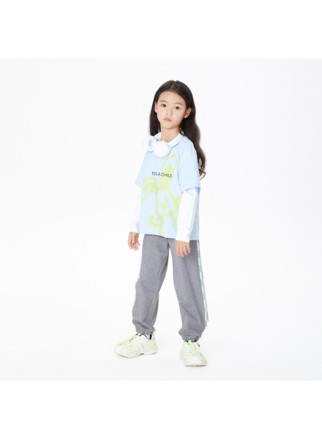 Annil girls' Pants Spring Patchwork Color-blocking Sporty Joggers - Image 5