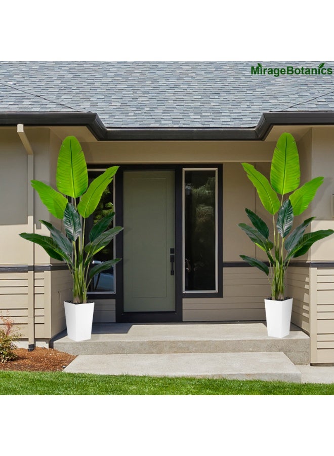 MirageBotanics Artificial Banana Plant Fake Bird of Paradise Plant for Indoors and Outdoors,Faux Palm Tree with UV Planter for Office and Home Decor - Image 4