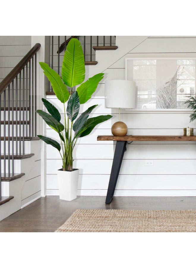 MirageBotanics Artificial Banana Plant Fake Bird of Paradise Plant for Indoors and Outdoors,Faux Palm Tree with UV Planter for Office and Home Decor - Image 2