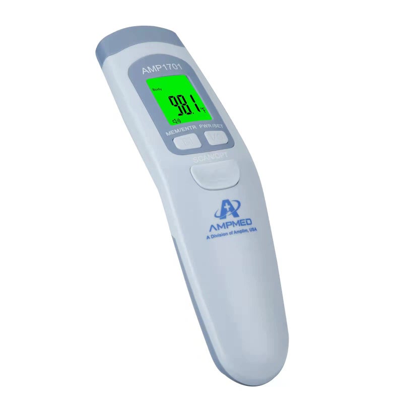 Amplim Non-Contact Forehead Thermometer for Kids and Adults. AmpMed FSA HSA Approved No-Touch Baby Head Temporal Thermometer. Touchless Digital Fever Thermometer for Accurate Temperature Reading - Image 1