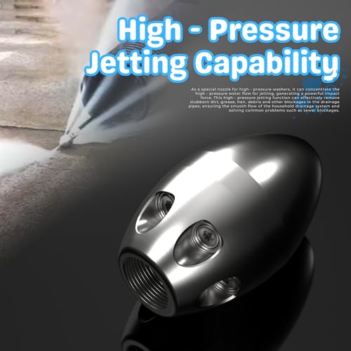 KZU 3/8" Internal Thread Jetter Nozzle for Power Washer, High Pressure Cleaning Pipe Spray Nozzle for Pressure Washer Portable Steel Drain Sewer Jetter Kit for Home - Image 3