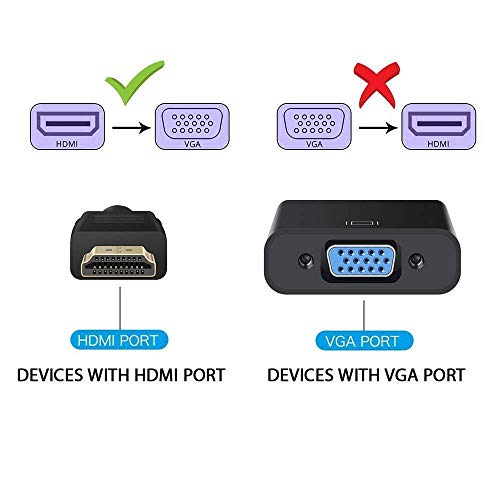 FENTICO HDMI to VGA, Gold-Plated HDMI to VGA Adapter (Male to Female) for Computer, Desktop, Laptop, PC, Monitor, Projector, HDTV, Chromebook, Raspberry Pi, Roku, Xbox and More (UNI-Directional) - Image 2