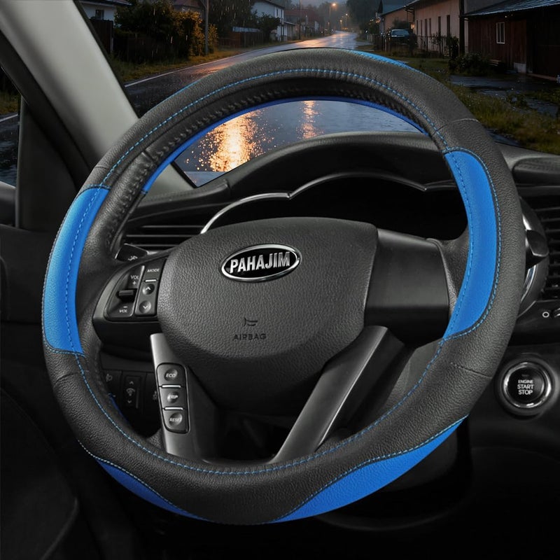 Coofig Car Steering Wheel Cover with Durable PU Leather, Universal 15 inch Fit for Car Truck SUV, Breathable Anti Slip Auto Steering Wheel Covers for Men and Women - Image 2