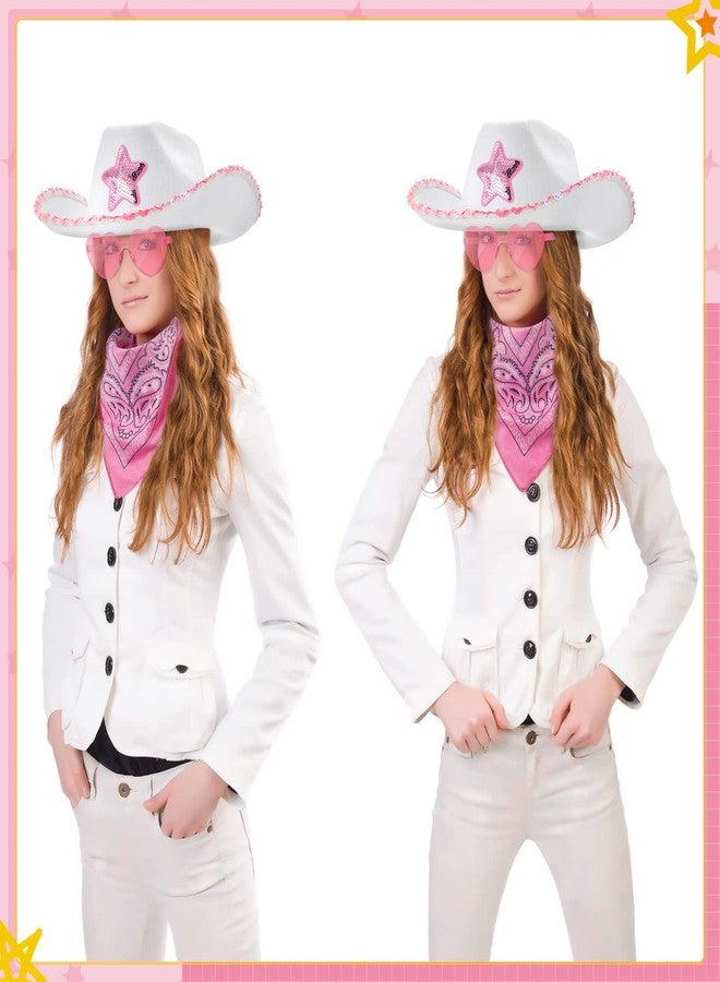 زانماي طقم قبعات بقرة وردية من زانماي مكون من 18 قطعة، يشمل 6 قبعات بقرة كبيرة، و6 مناديل رأس، و6 نظارات شمسية على شكل قلب، مناسب للبالغين والنساء، مثالي للهالوين - Image 4