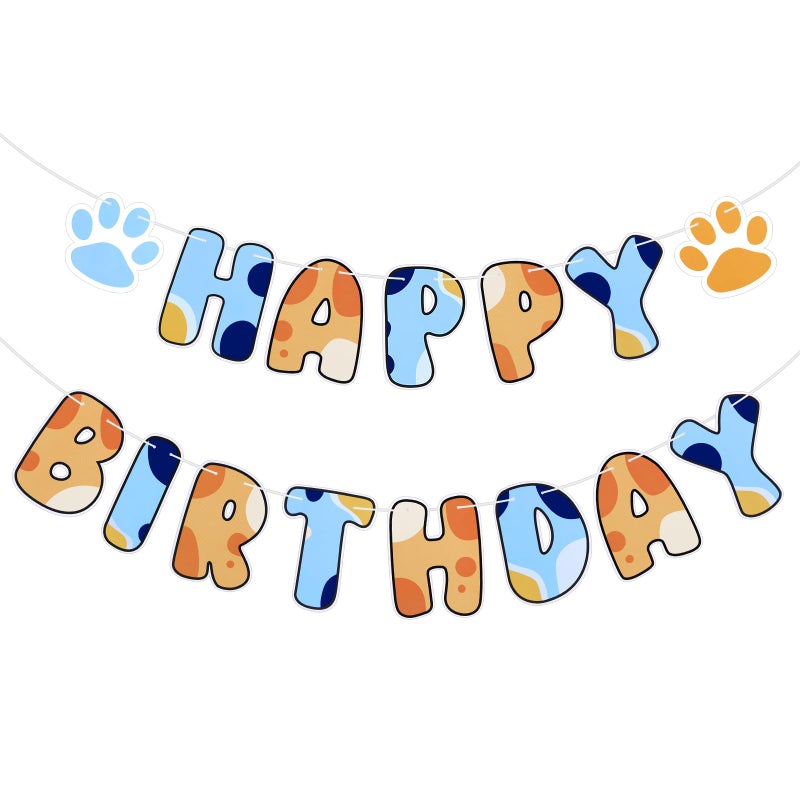Chiisong Blue Dog Birthday Party Supplies Blue and Orange Banner Dog Happy Birthday Banner Party Decorations for Decoration Centerpieces - Image 2