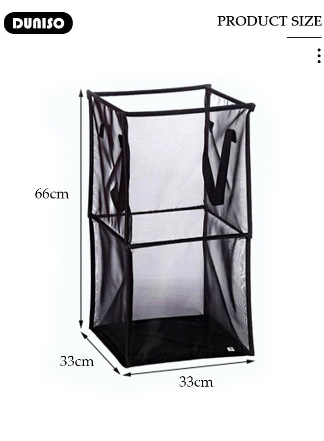 DUNISO Foldable Laundry Basket, Mesh Laundry Hamper Collapsible with Handles, Portable Mesh Washing Laundry Bin, Clothes Bag Organizer Storage for Dorm, Bedroom, Laundry Room and Travel Storage  - Image 4