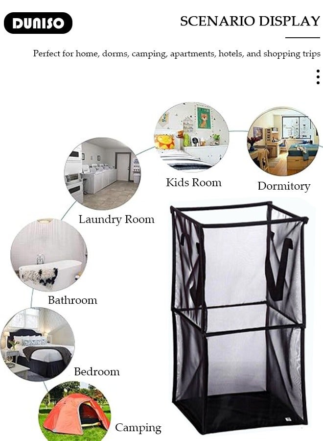 DUNISO Foldable Laundry Basket, Mesh Laundry Hamper Collapsible with Handles, Portable Mesh Washing Laundry Bin, Clothes Bag Organizer Storage for Dorm, Bedroom, Laundry Room and Travel Storage  - Image 3