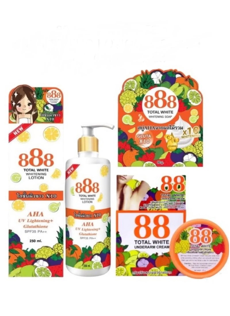 888 توتال وايت لوشن التبييض وكريم تبييض تحت الإبط وصابون تبييض توتال وايت الجلوتاثيون  - Image 1