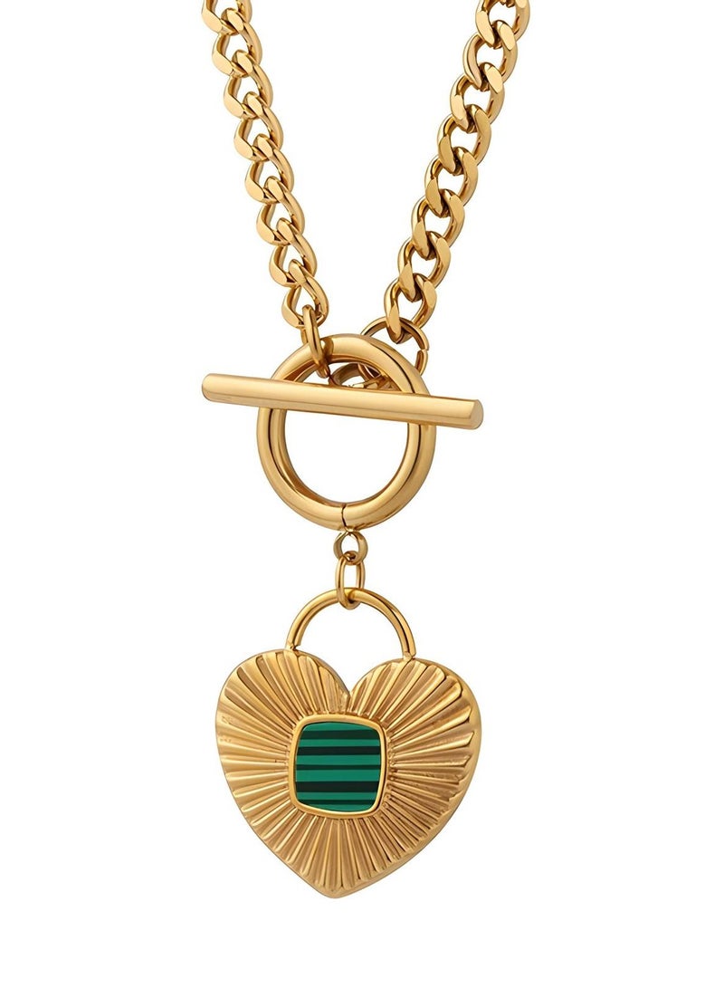 KAAF CREATIONS KaafCreation 18K gold plated Stainless steel Heart necklace with pendant for women and girls, Intensity,waterproof, length: 43, hypoallergenic, long lasting and does not tarnish  - Image 1