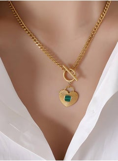 KAAF CREATIONS KaafCreation 18K gold plated Stainless steel Heart necklace with pendant for women and girls, Intensity,waterproof, length: 43, hypoallergenic, long lasting and does not tarnish  - Image 2