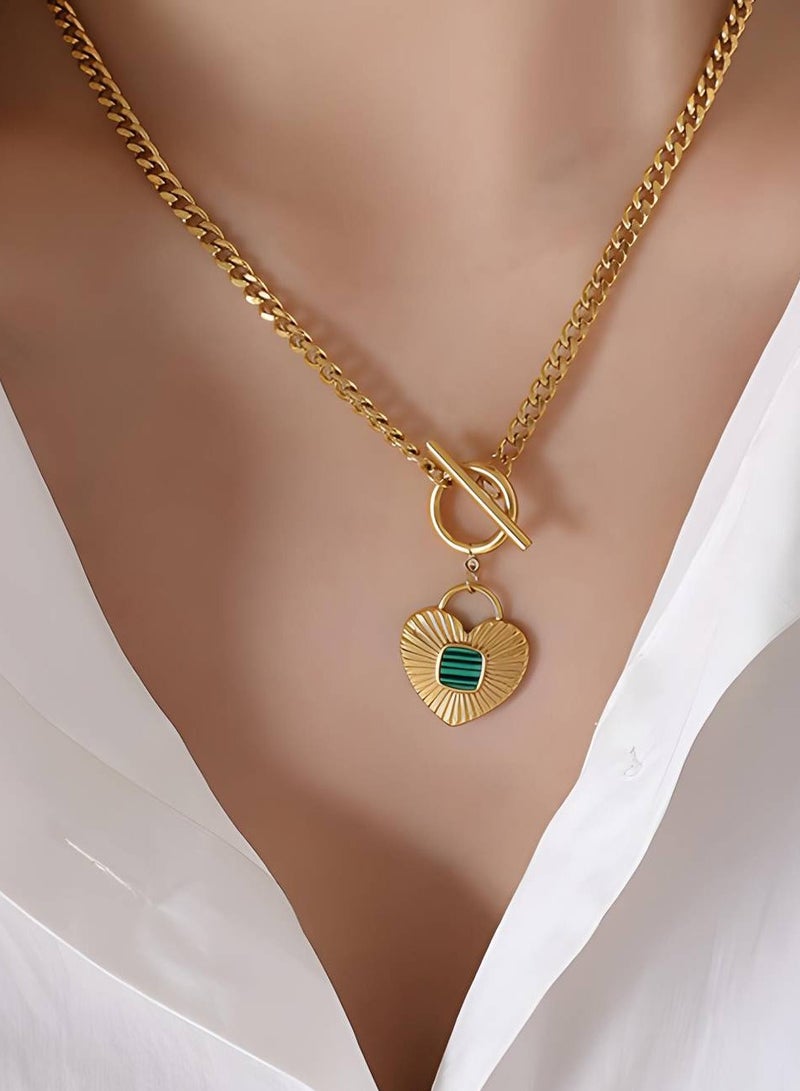 KAAF CREATIONS KaafCreation 18K gold plated Stainless steel Heart necklace with pendant for women and girls, Intensity,waterproof, length: 43, hypoallergenic, long lasting and does not tarnish  - Image 2